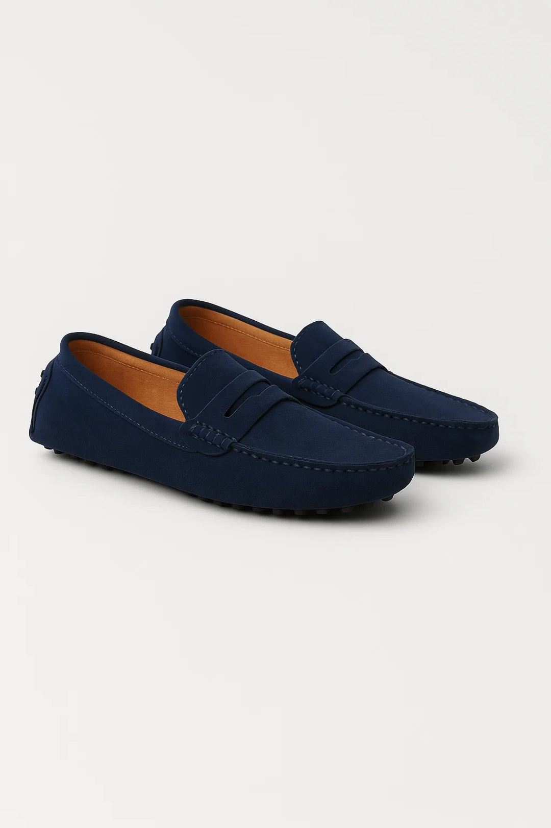 Heren Suèdelook Mocassin Loafers Met Pennystrip En Noppenzool in Donkerblauw