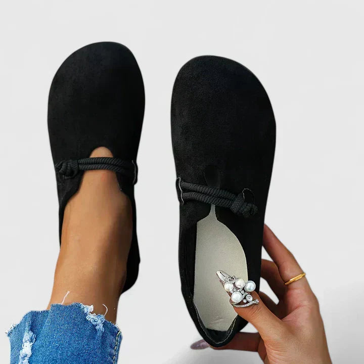 Dames Mocassins Met Lichte Zool En Touwdetail in Zwart