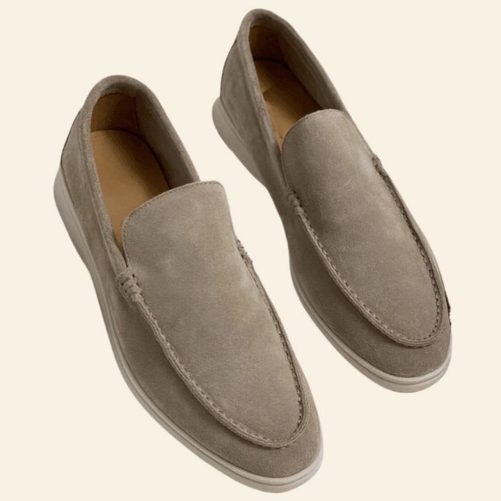 Suède loafers voor heren in taupe
