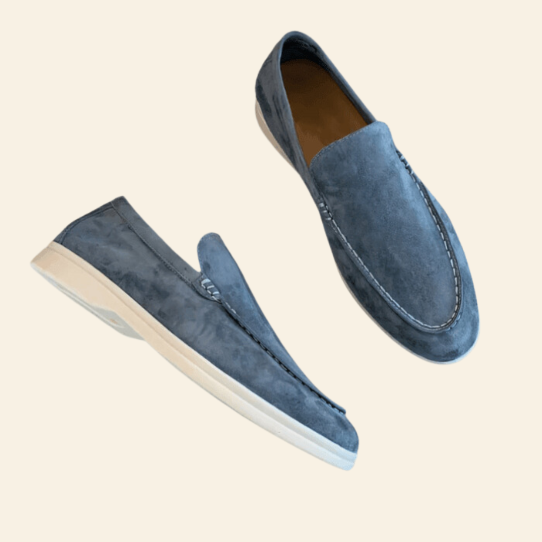 Suède loafers voor heren in lichtblauw