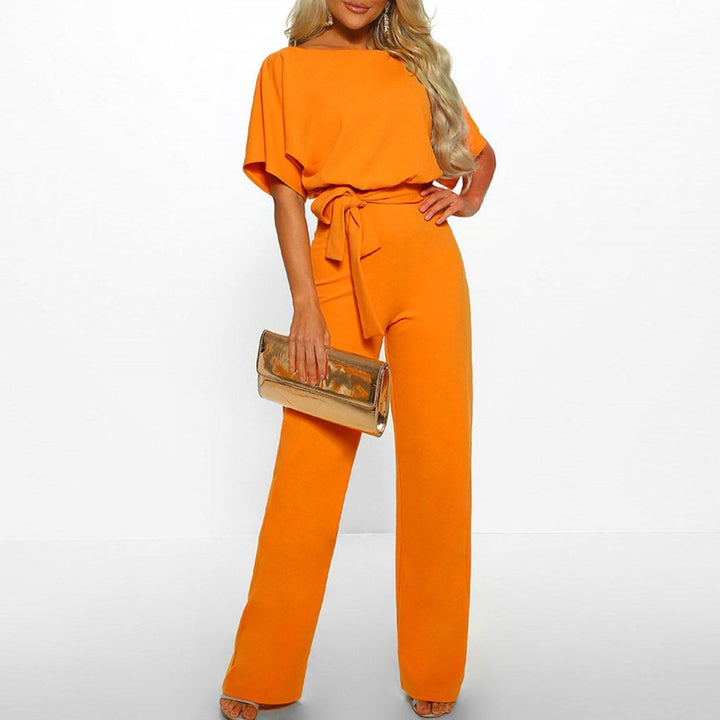 Dames Elegante Jumpsuit Met Wijde Pijpen Voor Elke Gelegenheid in Oranje