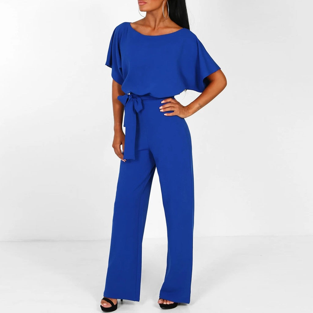 Dames Elegante Jumpsuit Met Wijde Pijpen Voor Elke Gelegenheid in Blauw