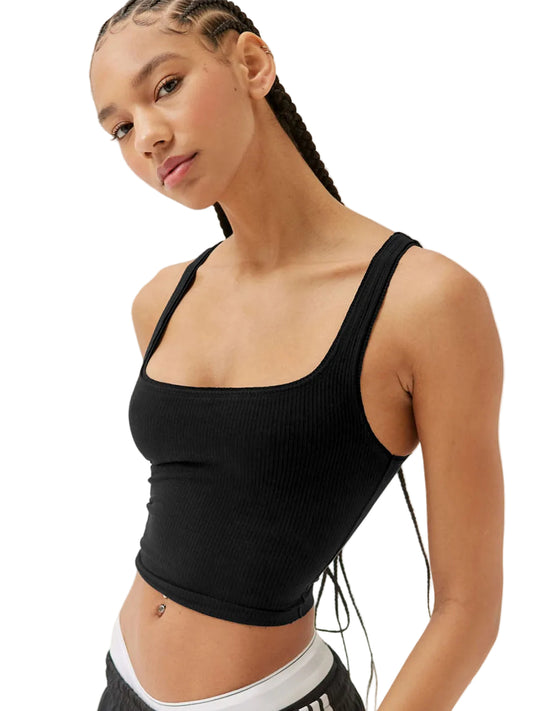 Nauwsluitende crop top met ribbels en vierkante hals voor dames