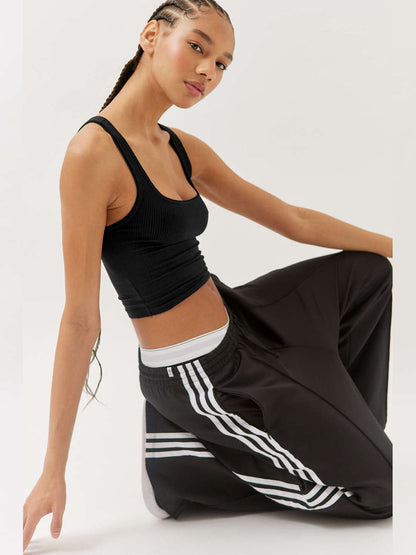 Nauwsluitende crop top met ribbels en vierkante hals voor dames