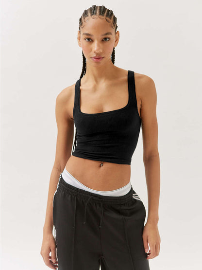 Nauwsluitende crop top met ribbels en vierkante hals voor dames