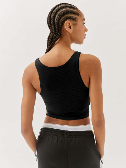 Nauwsluitende crop top met ribbels en vierkante hals voor dames