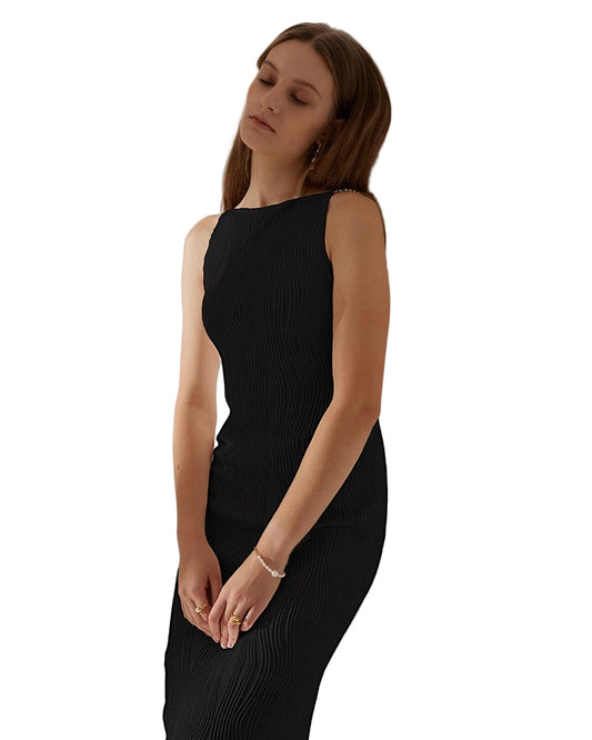 Nauwsluitende mouwloze midi jurk met voor dames