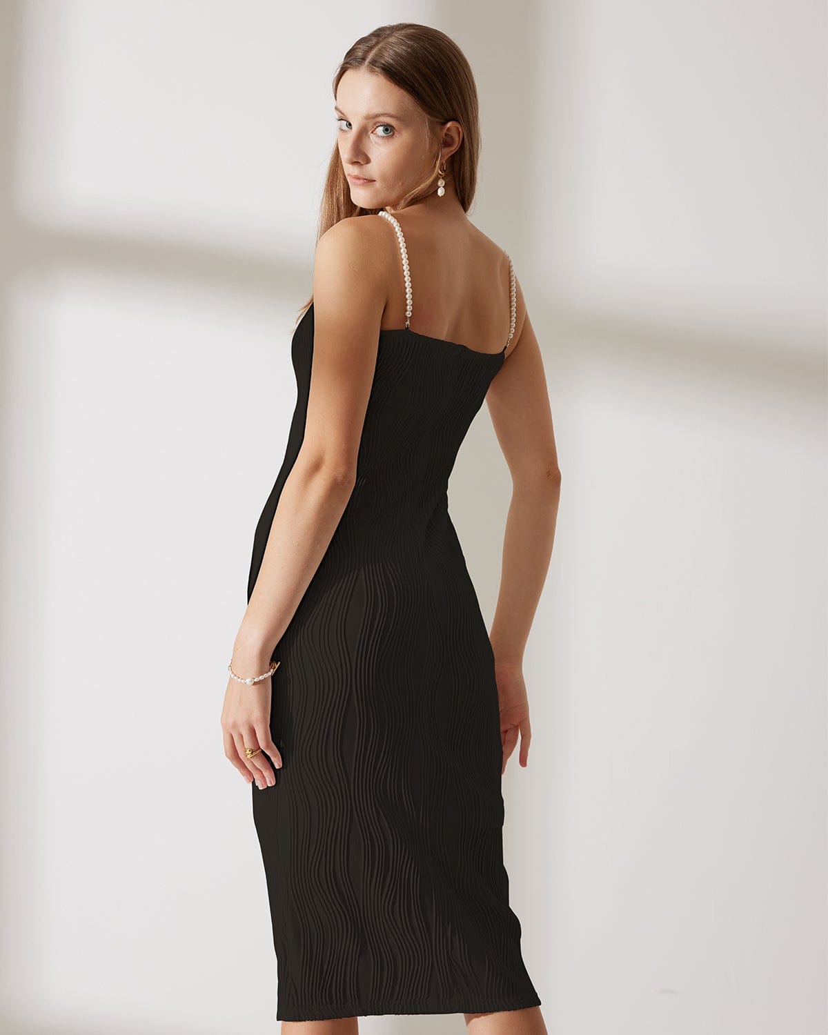 Nauwsluitende mouwloze midi jurk met voor dames