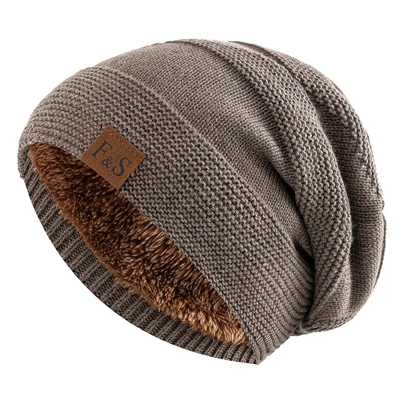 Slouchy herenmuts in khaki met pluchen voering