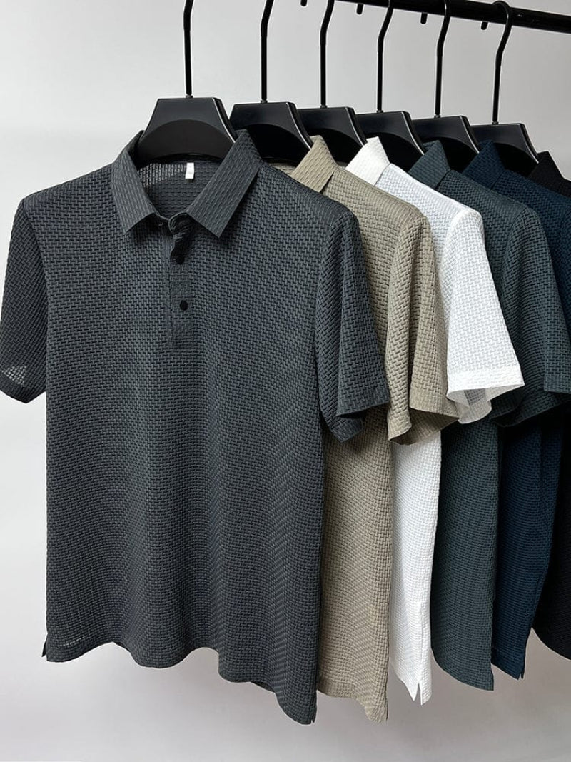 Men's Textured Polo Short Sleeve Casual