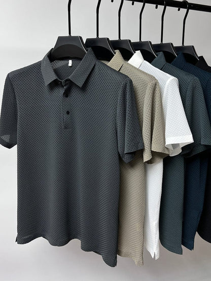 Men's Textured Polo Short Sleeve Casual