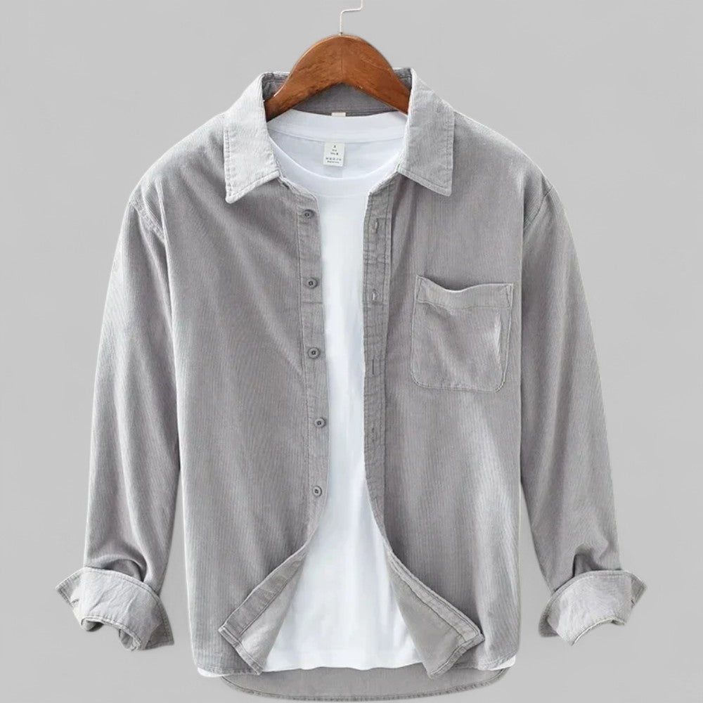 Heren Overhemd Met Lange Mouw En Klassieke Kraag in Beige
