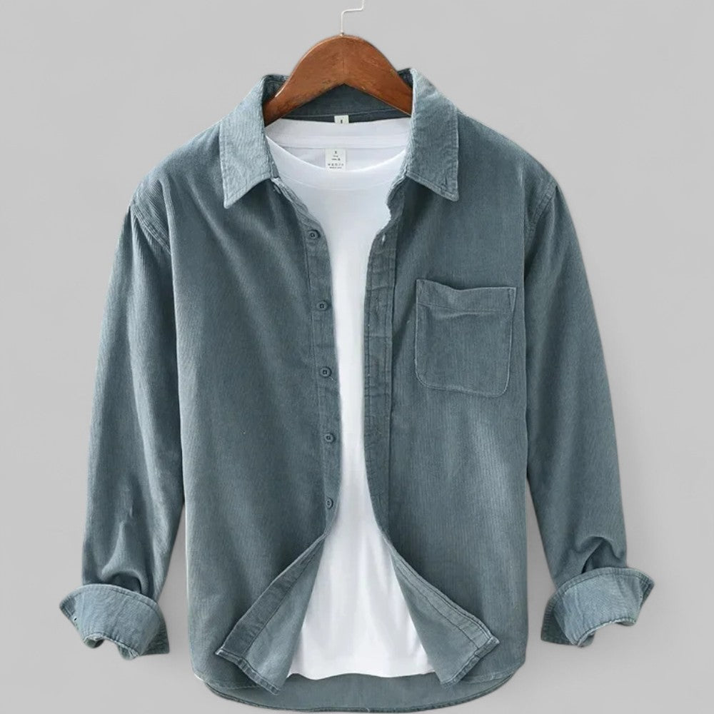 Heren Overhemd Met Lange Mouw En Klassieke Kraag in Blauw