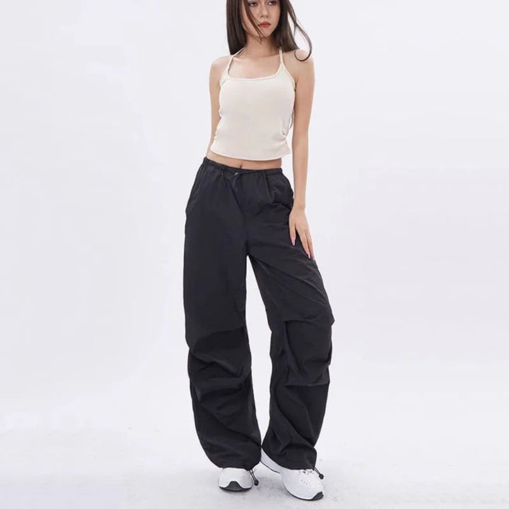 Dames Oversized Parachutebroek Met Verstelbare Taille detailfoto 2
