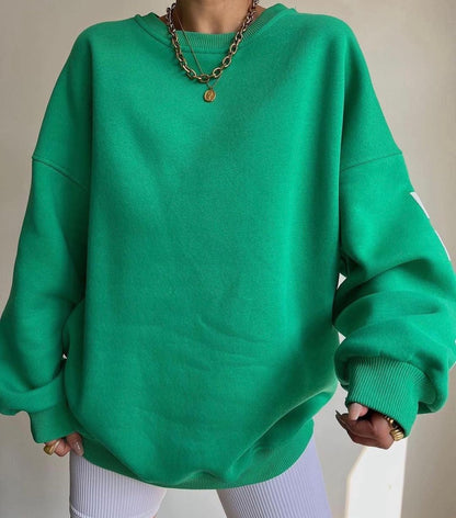 Oversized damestrui met letterprint Ronde hals