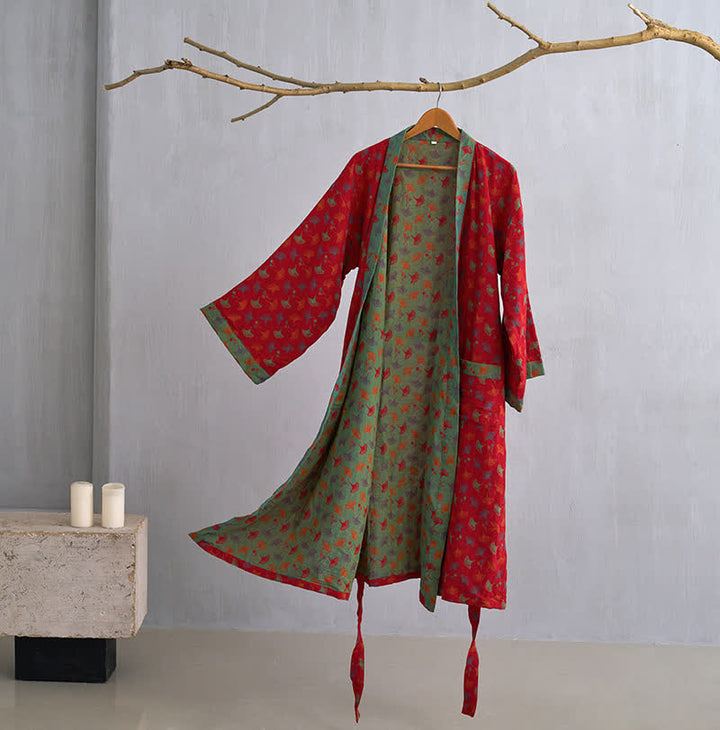 Kimono badjas in Rood/Groen aan een hanger