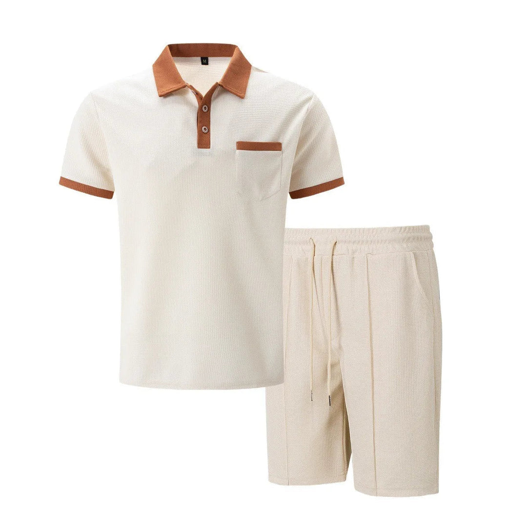 Heren Poloset Met Contrastkraag En Bijpassende Short detailfoto 6