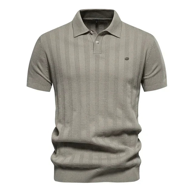 Heren Poloshirt Met Reverskraag En Ademend Breisel in Kaki