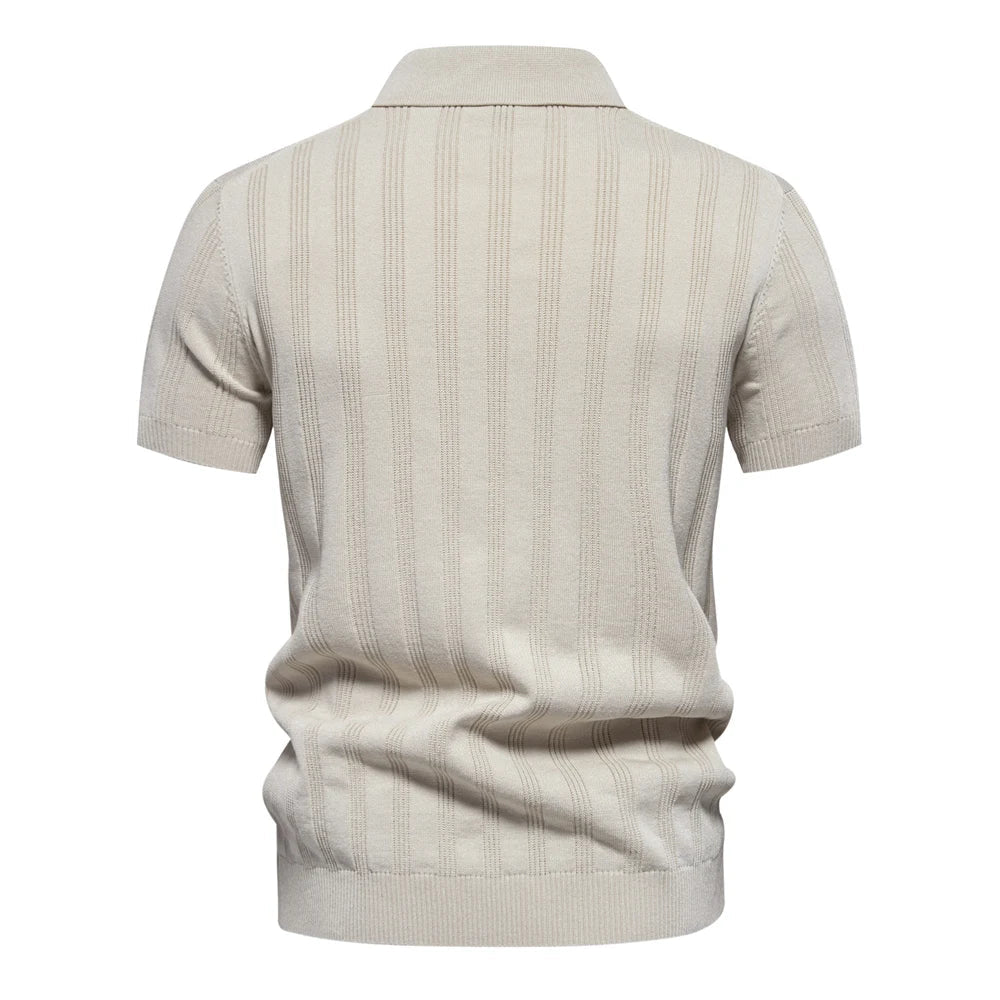 Heren Poloshirt Met Reverskraag En Ademend Breisel detailfoto 5