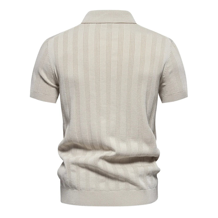 Heren Poloshirt Met Reverskraag En Ademend Breisel detailfoto 5