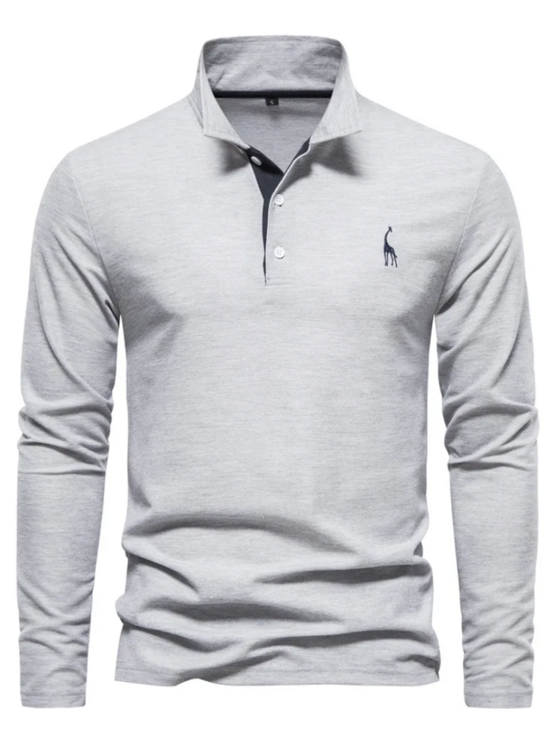 Heren poloshirt met lange mouwen in Lichtgrijs