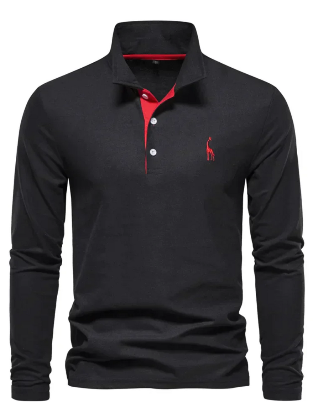Heren poloshirt met lange mouwen in Zwart