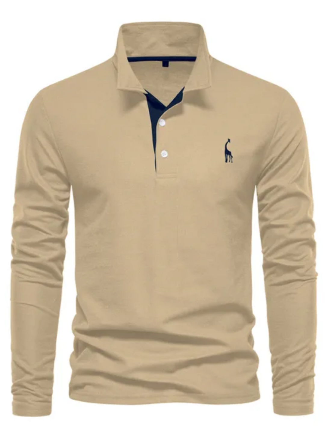 Heren poloshirt met lange mouwen in Khaki