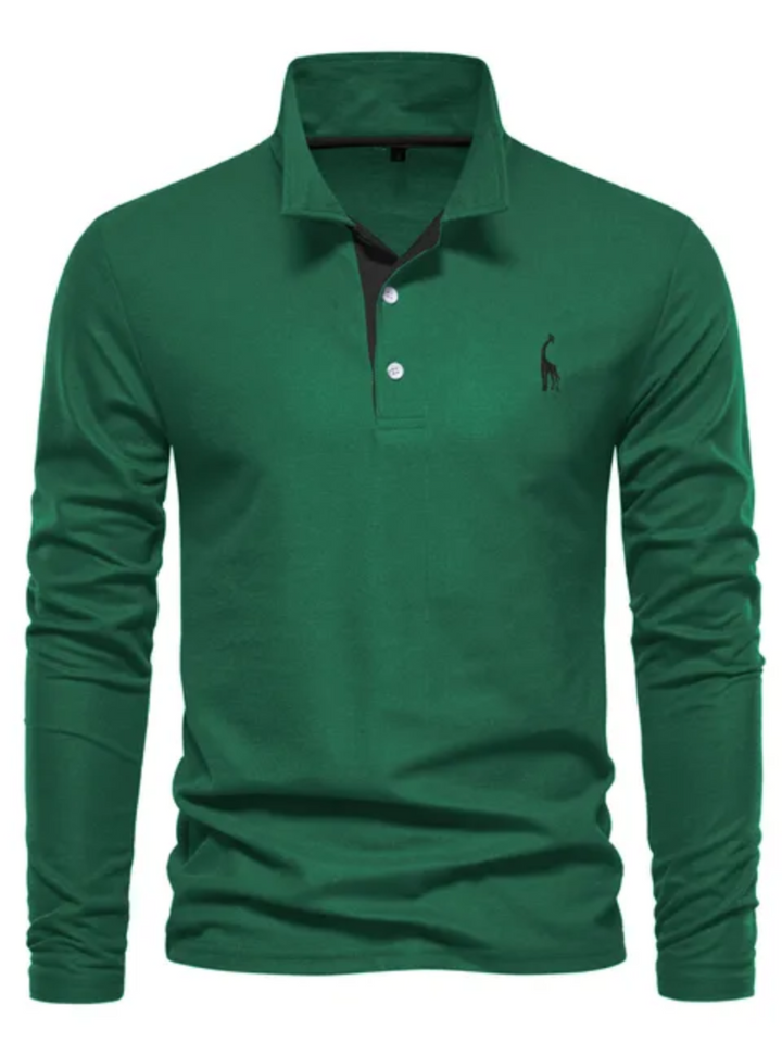 Heren poloshirt met lange mouwen in Groen