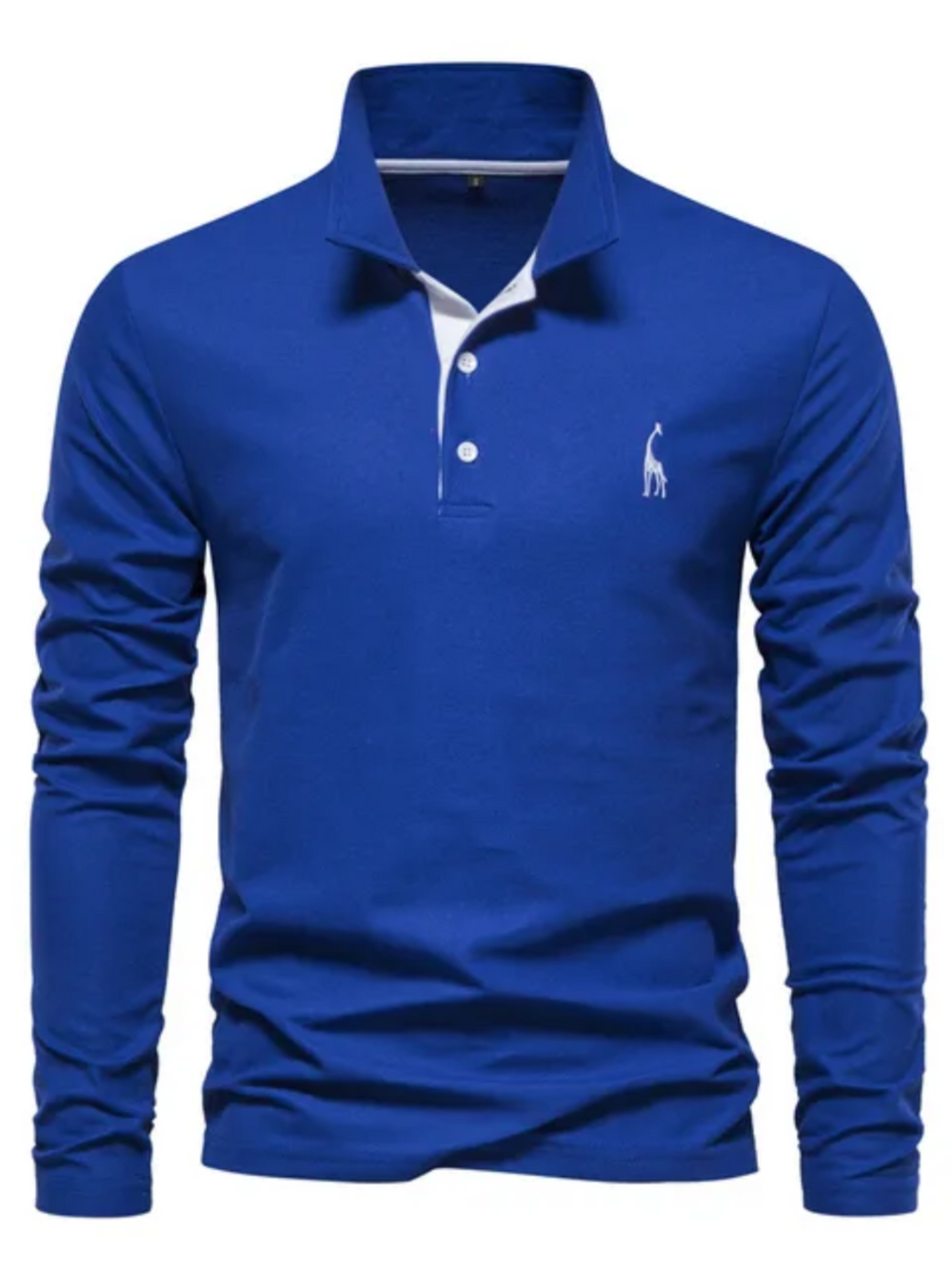 Heren poloshirt met lange mouwen in Koningsblauw
