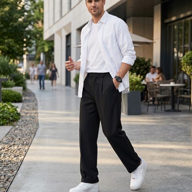 Rechte herenbroek met rechte pijpen Modehuis-Nederland