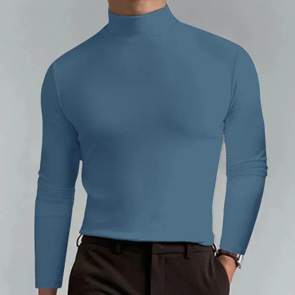 Heren slim fit coltrui in Grijsblauw