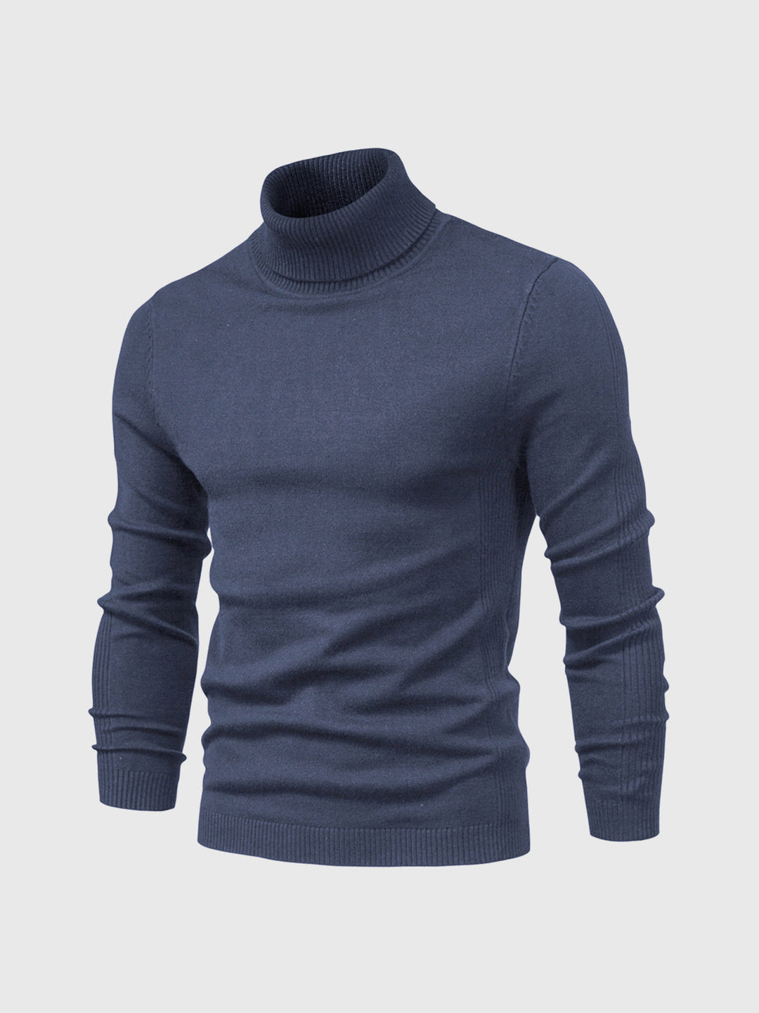 Heren Katoenen Coltrui Met Geribde Col En Normale Pasvorm in Blauw