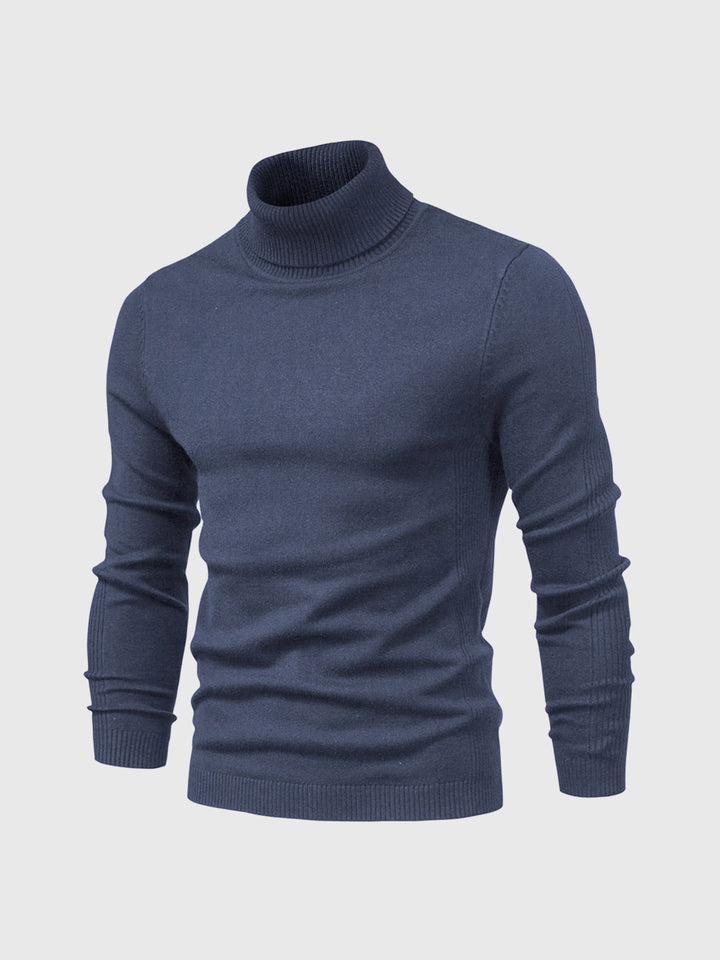 Heren Katoenen Coltrui Met Geribde Col En Normale Pasvorm in Blauw