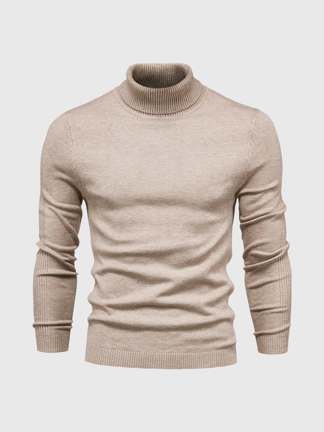Heren Katoenen Coltrui Met Geribde Col En Normale Pasvorm in Beige