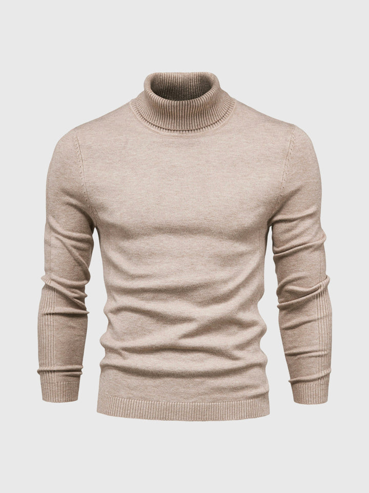 Heren Katoenen Coltrui Met Geribde Col En Normale Pasvorm in Beige