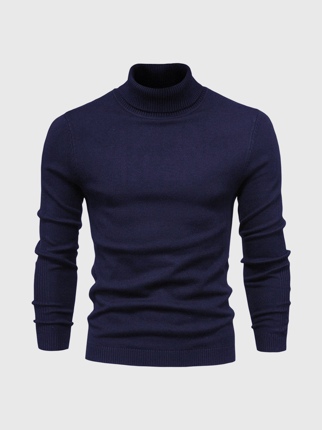Heren Katoenen Coltrui Met Geribde Col En Normale Pasvorm in Marineblauw