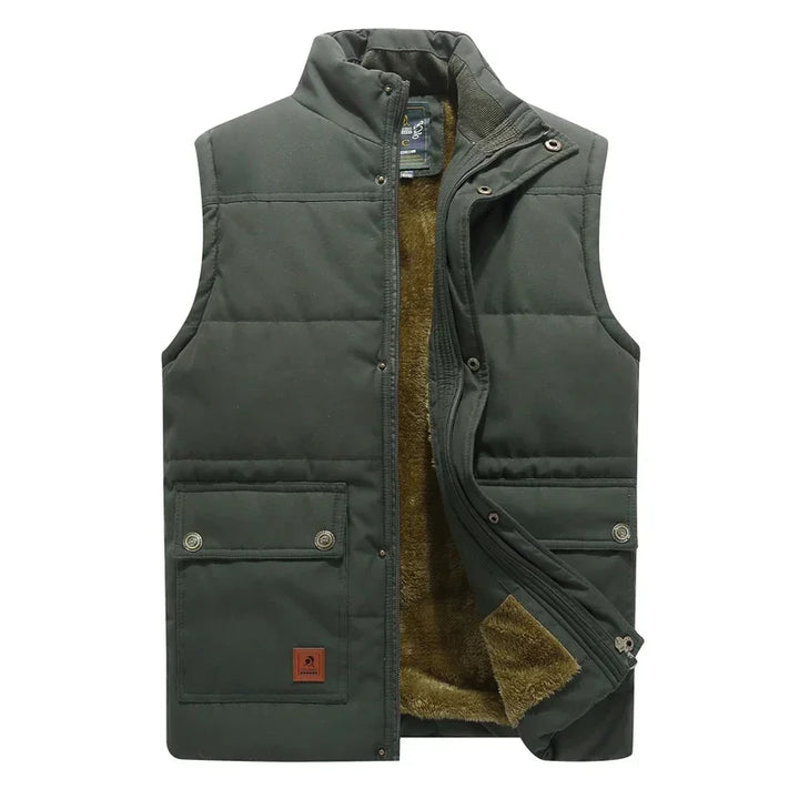 Gewatteerde bodywarmer voor heren in groen met rits