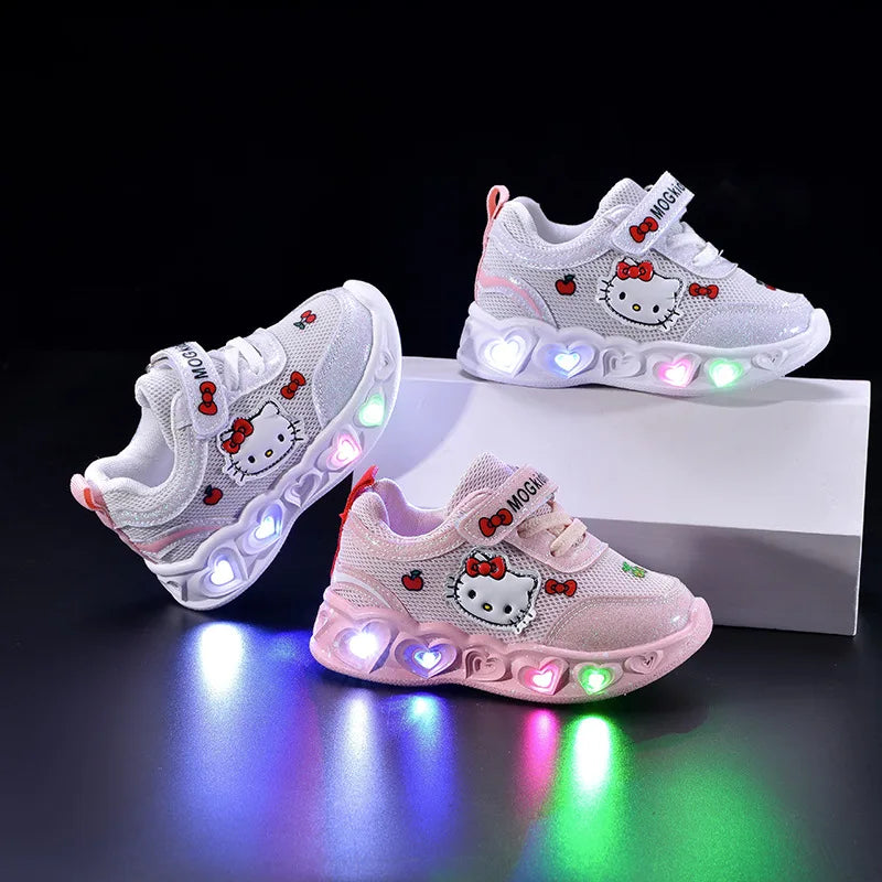 Kinderen led sneakers met kattenmotief en antislipzool 3