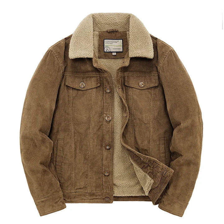 Heren winterjas met sherpa voering en knoopsluiting
