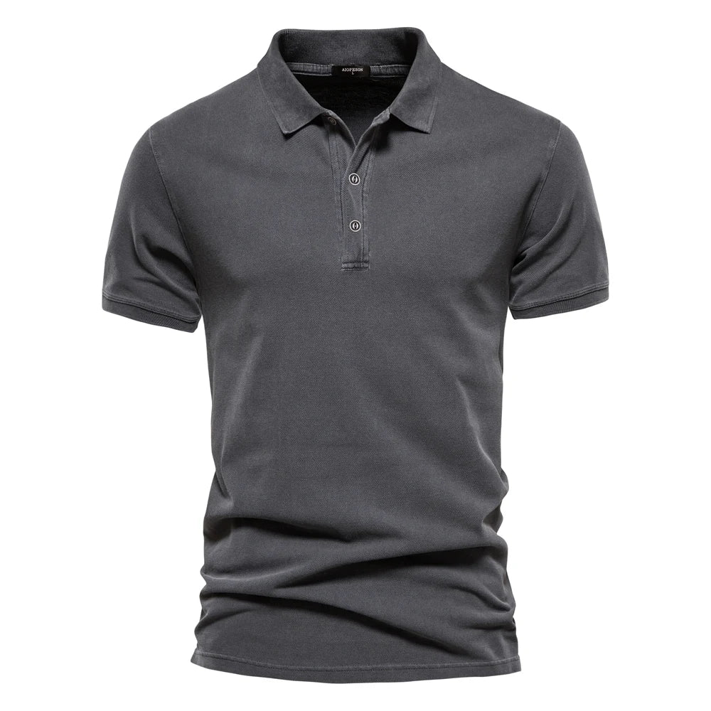 Katoenen poloshirt voor heren in donkergrijs