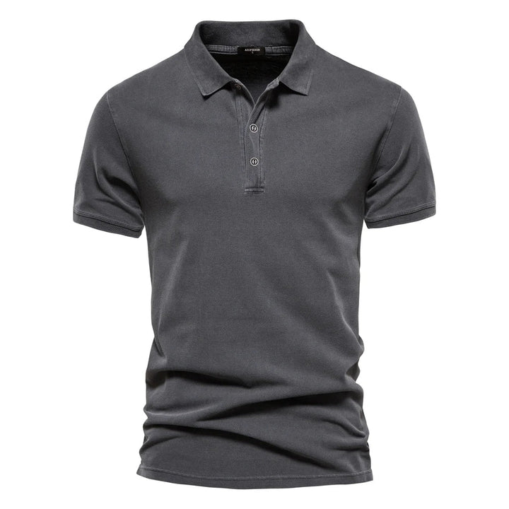 Katoenen poloshirt voor heren in donkergrijs