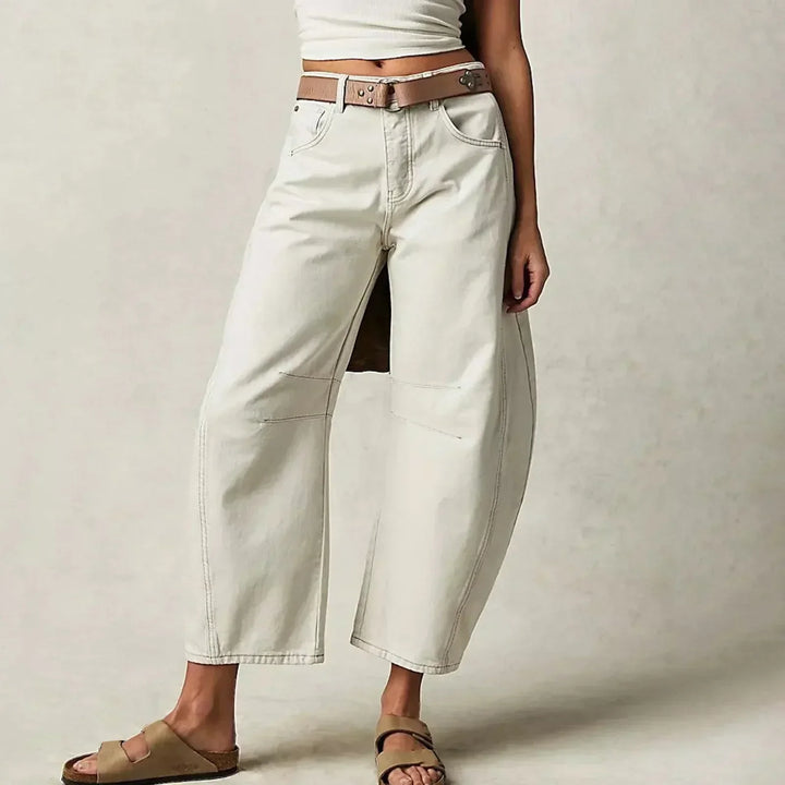 Dames baggy broek met losse pijpen en zachte stof 4