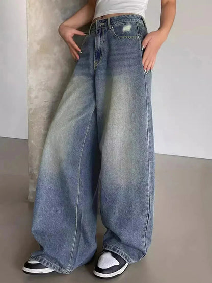 Damesjeans wijde pijpen baggy model