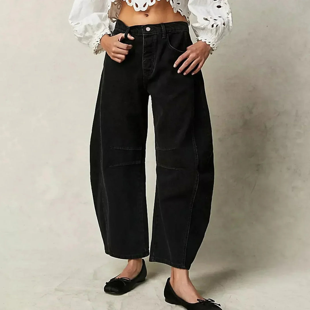 Dames baggy broek met losse pijpen en zachte stof 5