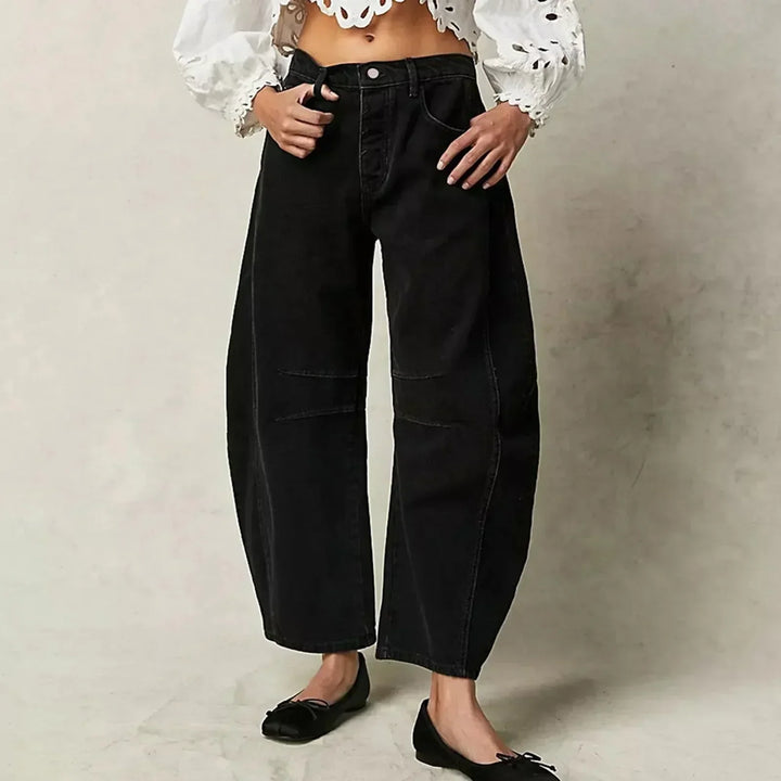 Dames baggy broek met losse pijpen en zachte stof 5