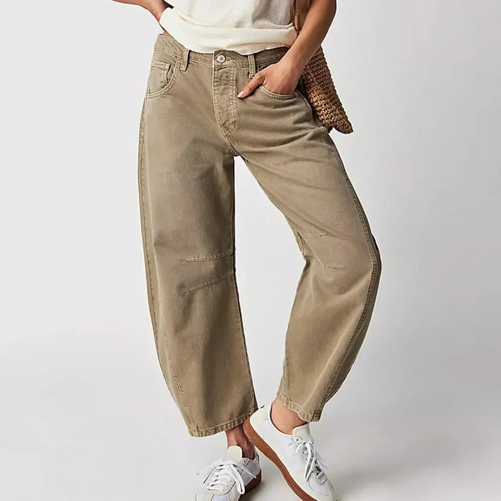 Dames baggy broek met losse pijpen en zachte stof 2