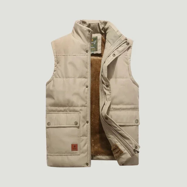 Gewatteerde bodywarmer voor heren in khaki