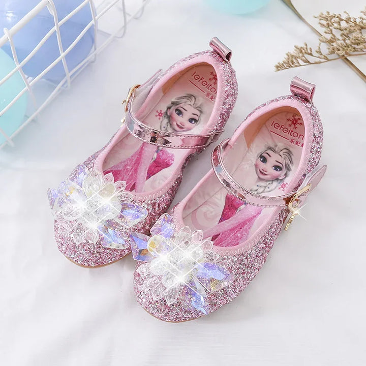 Kinderen glinsterende schoenen met roos en kristalaccenten 2
