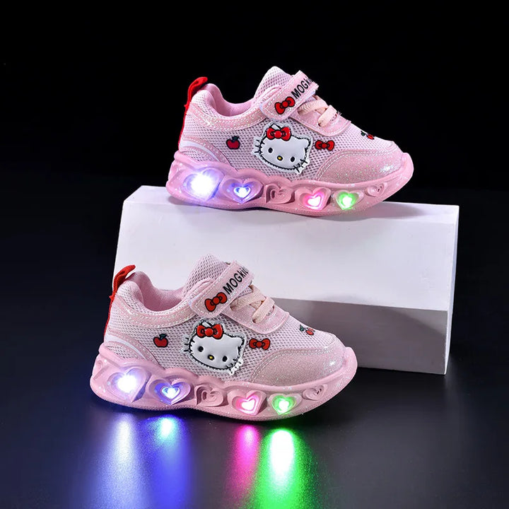 Kinderen led sneakers met kattenmotief en antislipzool 2