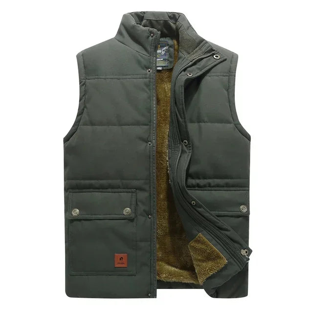 Gewatteerde bodywarmer voor heren in groen vooraanzicht